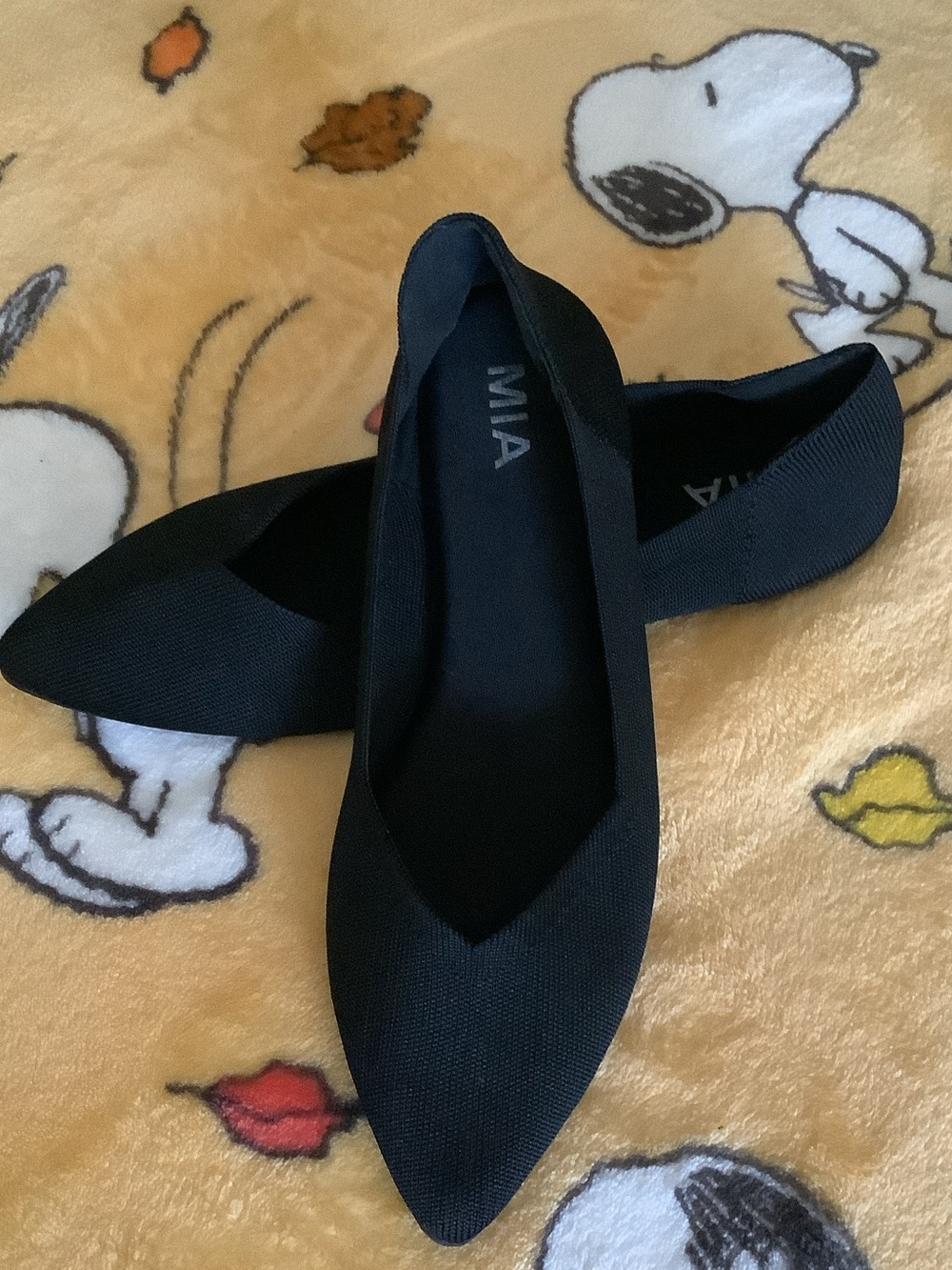 MIA Black Pointed-Toe Slip-On Ballet Flats
